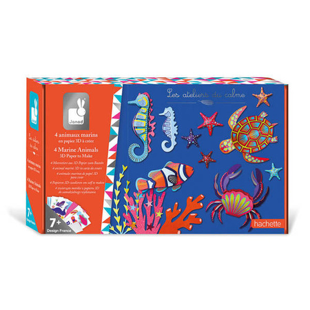 Zestaw kreatywny 4 zwierzęta morskie z papieru 3D 7+, Janod