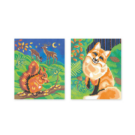 Zestaw kreatywny Malowanie po numerach Leśne zwierzęta 2 obrazy 7+, Janod