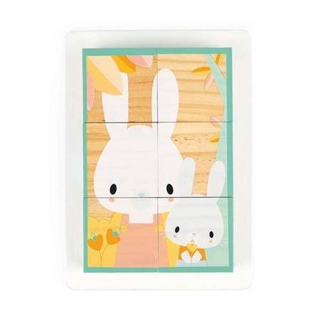 Klocki drewniane puzzle 6w1 Pure 6 elementów, Janod