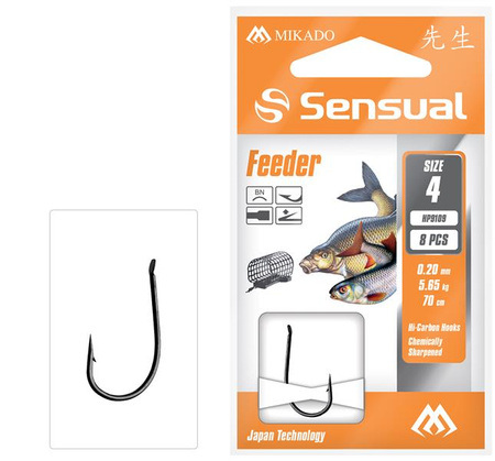 PRZYPONY WIĄZANE - SENSUAL - FEEDER 9109 nr 4 BN / żyłka: 0.20mm/70cm - op.8szt. MIKADO HP9109-4B-020