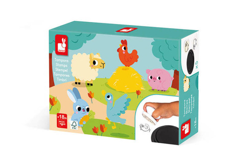 Zestaw kreatywny Stempelki Farma 18 m+, Janod KOLEKCJA 2022