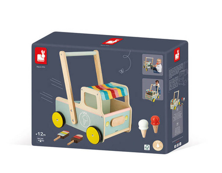 Drewniany pchacz Furgonetka z lodami 12m+, Janod