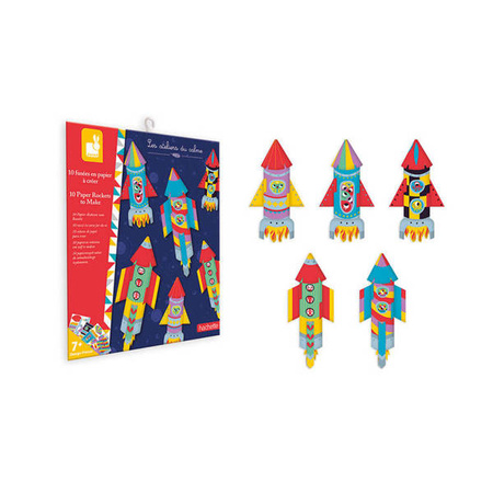 Zestaw kreatywny Papierowe rakiety z wyrzutnią 7+, Janod