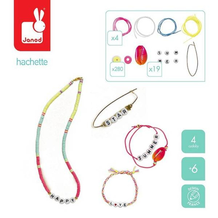 Zestaw do tworzenia biżuterii Koraliki z literkami  6+, Janod