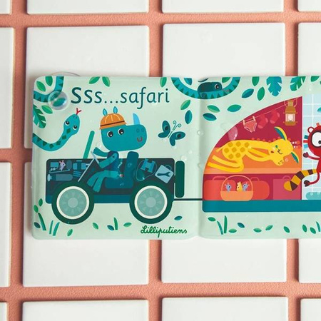 LILLIPUTIENS Magiczna rozkładana książeczka-harmonijka do kąpieli Safari Dżungla 12 m+