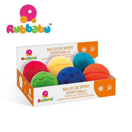 Rubbabu Zestaw 6 sensorycznych piłek sportowych (opakowanie zbiorcze 6 szt.)