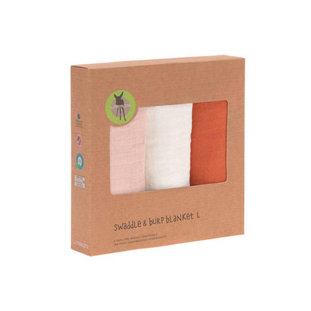 Lassig Muślinowy otulacz-kocyk 85x85cm Zestaw 3 szt. powder pink/milky/rust