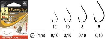 PRZYPON Z ŻYŁKĄ POKRYTĄ FLUOROCARBONEM KAMATSU FC 50cm TOMARU FEEDER ROZMIAR 12 ŚREDNICA 0,16 GŁ 5404 PRZYPON 540410112