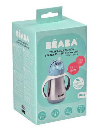 BEABA Bidon termiczny termobutelka ze słomką 250 ml Windy Blue
