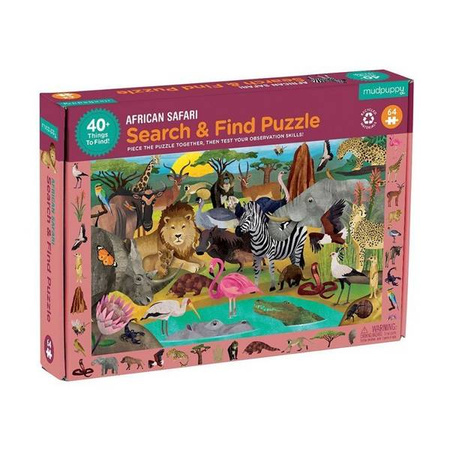 Mudpuppy Puzzle obserwacyjne Afrykańskie safari 64 elementy 4+