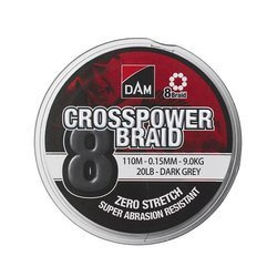 DAM CROSSPOWER 8-BRAID 0.10MM / 5.4KG/12LB /150M - DARK GREY DAM 66586