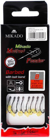 HACZYK DO METODY 10 cm Z GUMKĄ - haczyk z zadziorem: 8 / żyłka: 0.25 mm - op.8szt MIKADO HMFB11G-8
