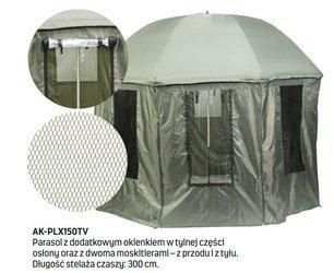 PARASOL WĘDKARSKI JAXON Z PEŁNĄ OSŁONĄ 150TV - STELAŻ 300CM AK-PLX150TV