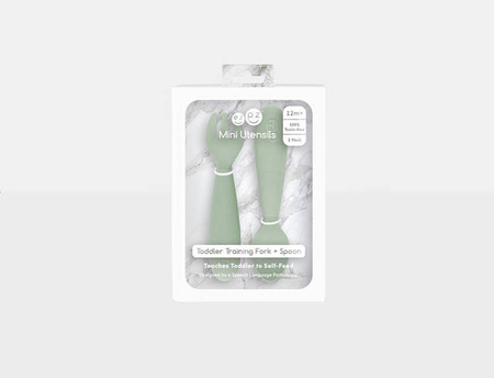 EZPZ Komplet silikonowych sztućców Mini Utensils pastelowa zieleń