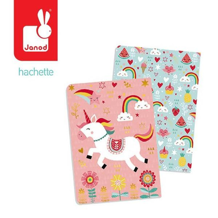 Zestaw 2 miękkich notesów Lisek + Jednorożec 7+, opakowanie zbiorcze 8 sztuk (4 szt. + 4 szt.), Janod