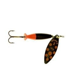 Błystka Mepps AGLIA LONG HEAVY czarna / pomarańczowe kropki nr 1