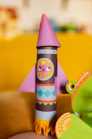 Zestaw kreatywny Papierowe rakiety z wyrzutnią 7+, Janod