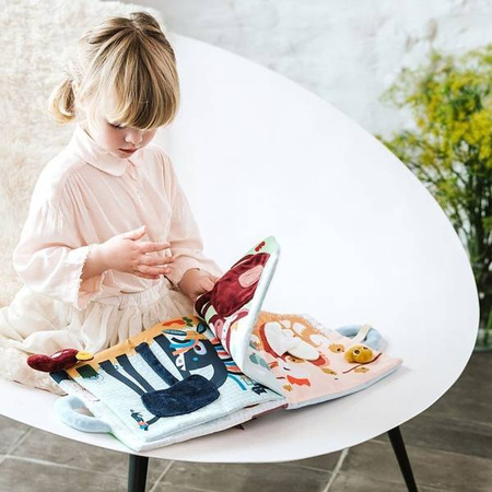 LILLIPUTIENS Miękka książeczka aktywizująca z mini - przytulankami „Baby boom” Farma 18 m+