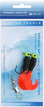 ZESTAW MORSKI - PILK TWIST JIGHEAD RIG 7.5 cm - 2x6 g (BLACK/RED) MIKADO LS-A007-2X6Y-04