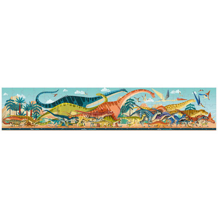 Puzzle panoramiczne w walizce Dinozaury 100 elementów 6+ Made in France, Janod