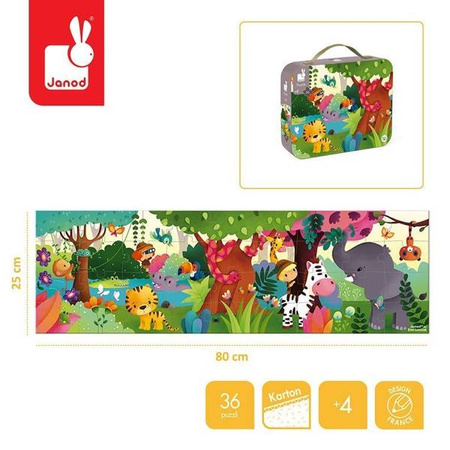 Puzzle panoramiczne w walizce Dżungla 36 elementów 4+, Janod
