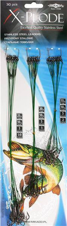 PRZYPON STALOWY Z KR. I KOTWICĄ 15/20/25cm / 10 kg - op.60 szt (GREEN) MIKADO ZG11-013-60