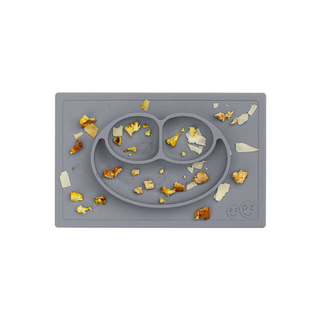 EZPZ Silikonowy talerzyk z podkładką 2w1 Happy Mat szary