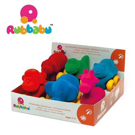 Rubbabu Zestaw 6 sensorycznych zwierzątek - pojazdów (opakowanie zbiorcze 6 szt.)