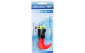 ZESTAW MORSKI - PILK TWIST JIGHEAD RIG 7.5 cm - 2x3 g (BLACK/RED) MIKADO LS-A007-2X3Y-04
