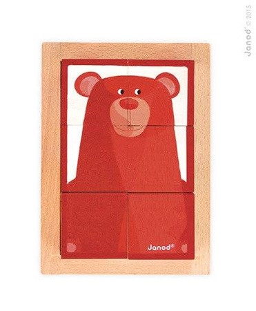 Klocki drewniane 6 elementów puzzle Baby Forest, Janod