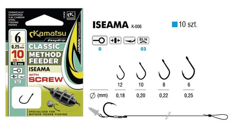 PRZYPON METHOD FEEDER CLASSIC ISEAMA 8BLNO/10cm/0,22mm WITH SPEAR OP.10SZT KAMATSU 504013308