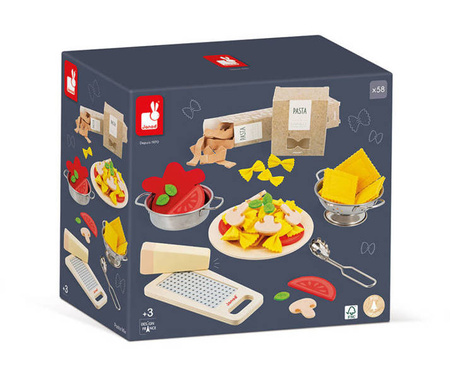 Filcowy zestaw makaronów i akcesoria do przyrządzania włoskiej pasty 3+, Janod