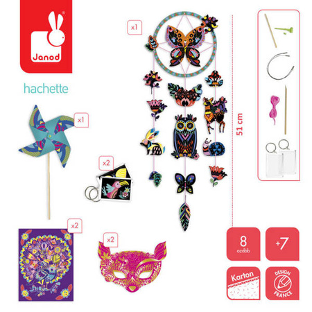 Multi - zestaw kreatywny 8 kreacji Wydrapywanki 7+, Janod