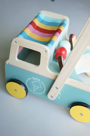 Drewniany pchacz Furgonetka z lodami 12m+, Janod