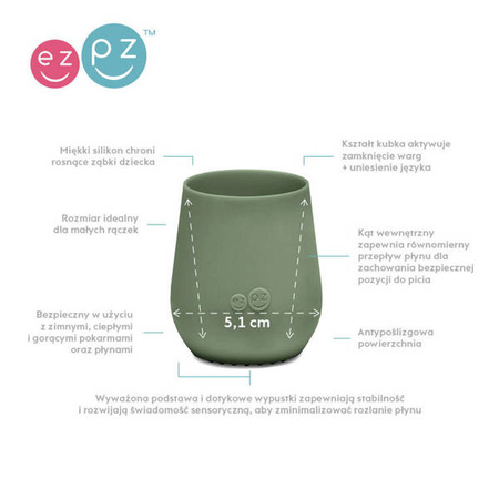 EZPZ Komplet pierwszych naczyń silikonowych First Foods Set oliwkowy