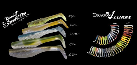 Ripper Bandit PRO 5"/12,5cm 2szt./bag SUPER YELLOW/CHARTR. black/blue glitter DRAGON CHE-BD50D-41-690