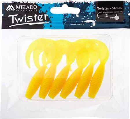 PRZYNĘTA - TWISTER 64mm/ YELLOW - op.6szt. MIKADO PMTBT-64-YE