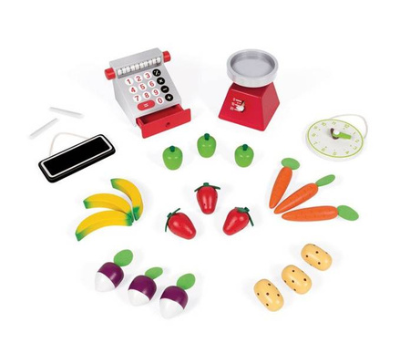 Warzywniak sklep duży drewniany z 33 elementami, JANOD