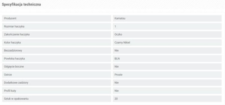 KAMATSU KOTWICE K-077 TREBLE HOOK ROUND ROZMIAR 1 BLN 20SZT KAMATSU 514400001