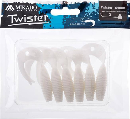 PRZYNĘTA - TWISTER 64mm/ WHITE - op.6szt. MIKADO PMTBT-64-WH