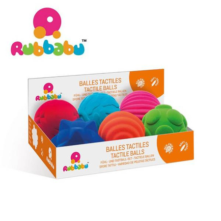 Rubbabu Zestaw 6 sensorycznych piłek z delikatną fakturą (opakowanie zbiorcze 6 szt.)