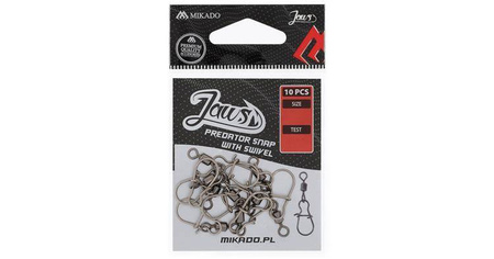 AGRAFKA - Z KRĘTLIKIEM JAWS PREDATOR SNAP rozm. XL - op.10szt. MIKADO AMA02-093-XL