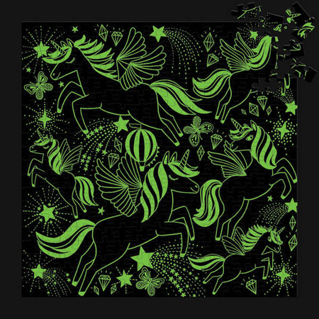 Mudpuppy Puzzle rodzinne świecące w ciemności Jednorożce 300 elementów 7+