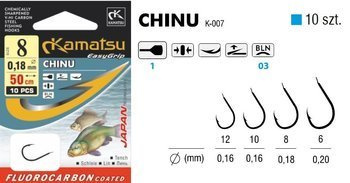 PRZYPON NA ŻYŁCE POKRYTEJ FLUOROCARNONEM NA LINA KAMATSU FC 50 CHINU LIN ROZMIAR 12 ŚREDNICA 0,16 BLNŁ 5407 PRZYPON 540710312