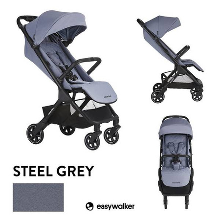 Easywalker Jackey Kompaktowy, samoskładający się wózek spacerowy z torbą transportową Steel Grey