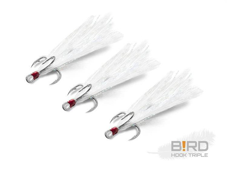 Delphin B!RD Hook TRIPLE / 3szt. białe pióra #8 Delphin (101003091)