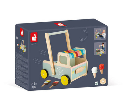 Drewniany pchacz Furgonetka z lodami 12m+, Janod