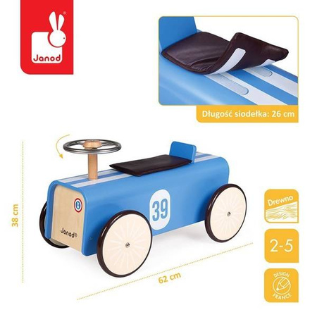 Drewniany jeździk retro Bolid wyścigowy, Janod