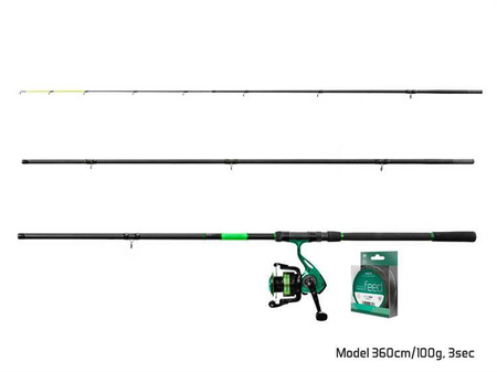 Zestaw feederowy Delphin GreenFEED 360cm/100g + 3T + 0,22mm Delphin (101002639)