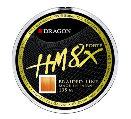 Plecionka  HM8X Forte / Toray 0.14 mm/14.50 kg pomarańczowafluo 135 m DRAGON PDF-40-01-614